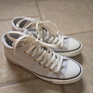 Converse White Canvas Shoes with Gold Accents